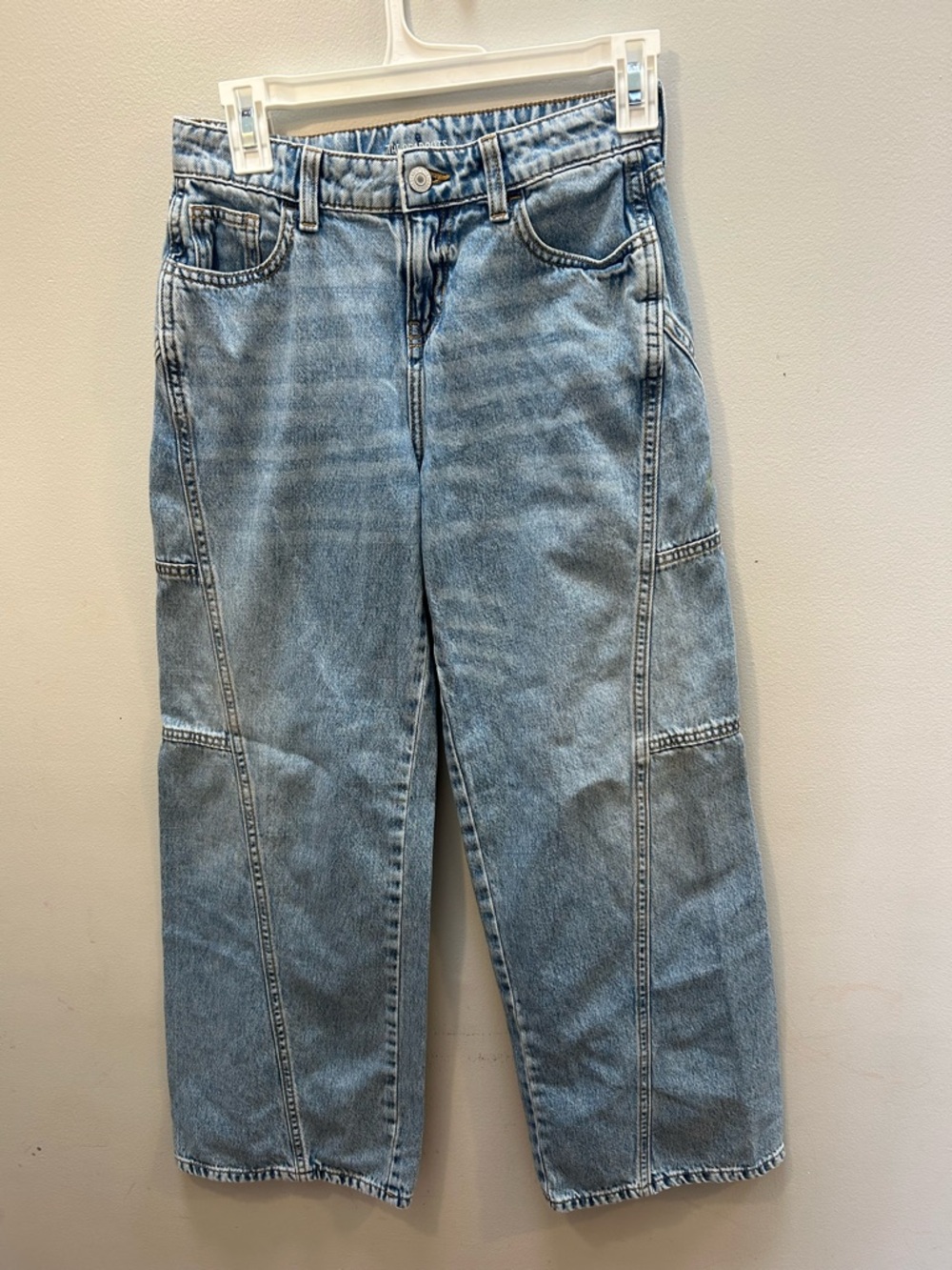 Youth 12 Wideleg mid rise baggy Jeans Light Wash Jean w/ adjustable waist